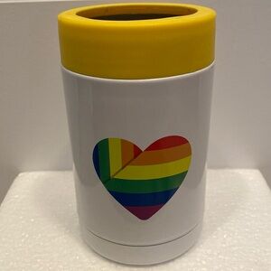 🆕GIFT CRAFT: Rainbow-Heart Stainless Steel Double Wall Coozy- For Cans & Bottles